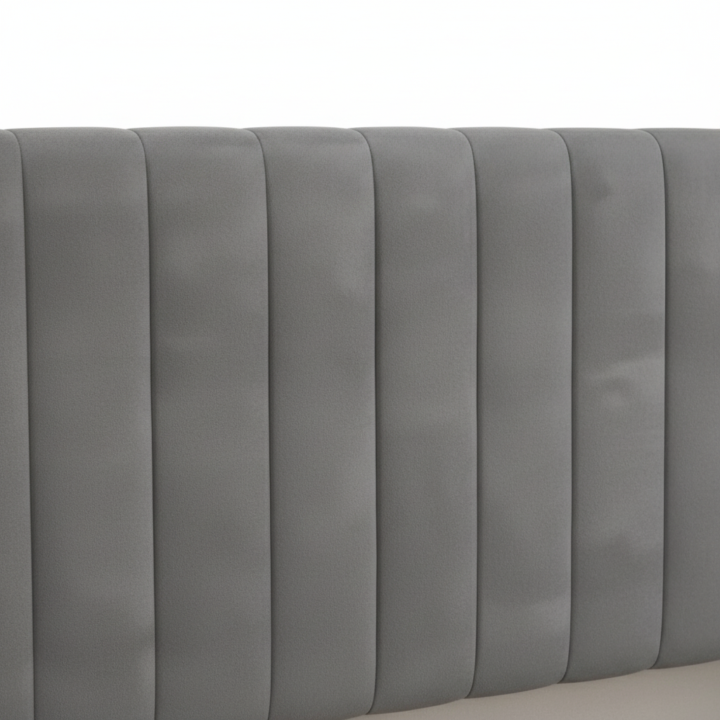 LIT COFFRE CAMILLE en velours GRIS 160X200CM