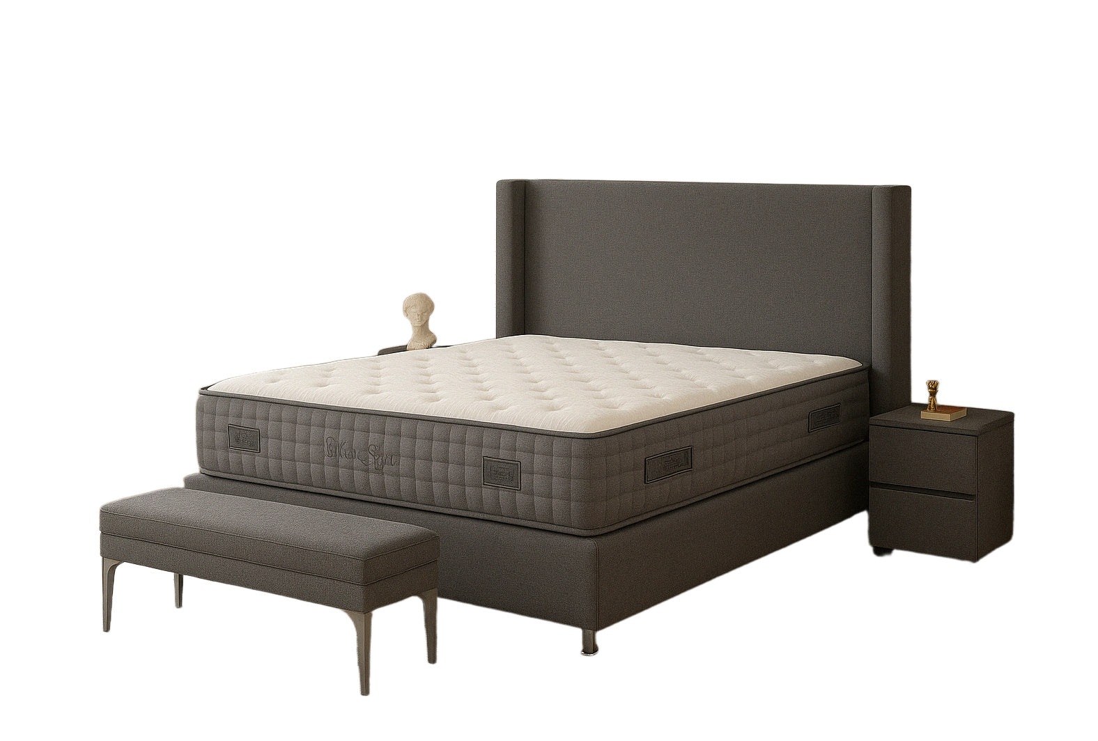 Lit Coffre COCO – Velours – 140x190 cm avec Planche de Rangement