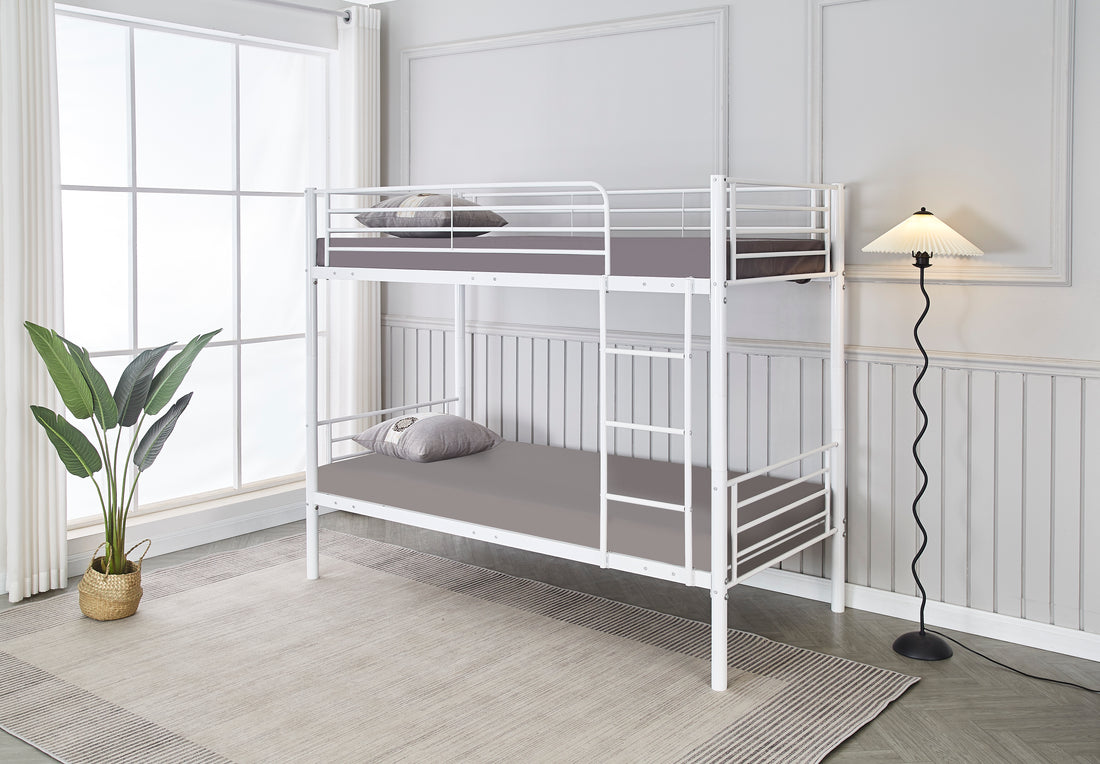 Lit superposé Séparable métal LUNA 1+1 90x190 cm sommier inclus blanc