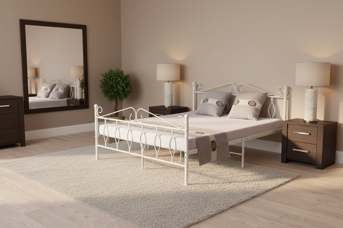 Lit 2 Places JULIE en Métal – 140x190 cm avec Sommier Inclus