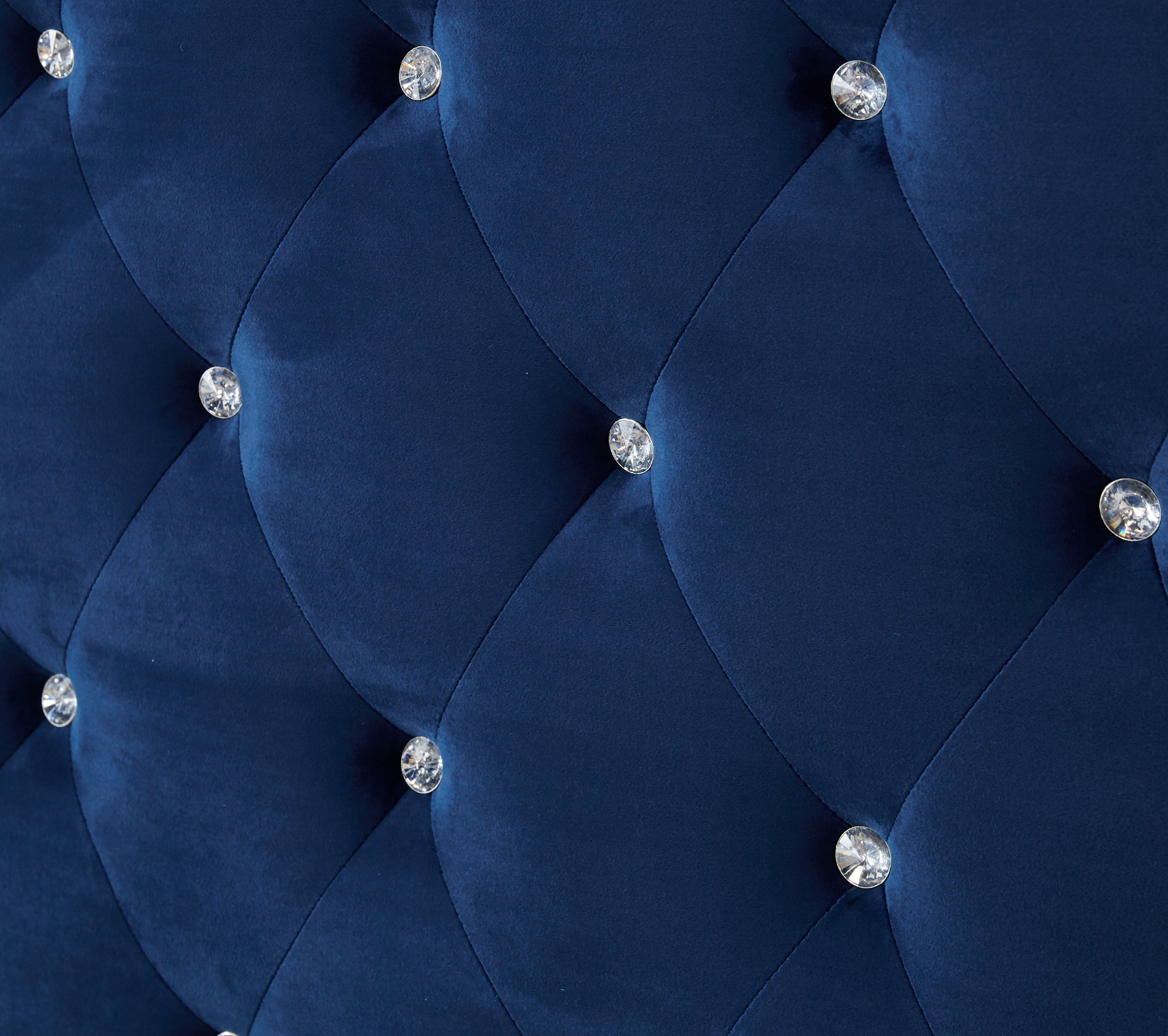 Lit PRESTIGE 2 places 140x190 cm velours bleu sommier inclus