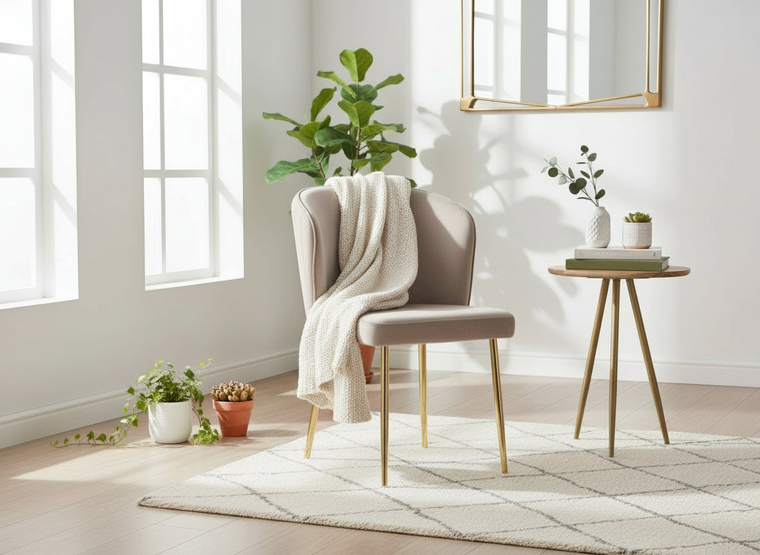 Lot de 4 chaises moderne DIANA gold velours moka