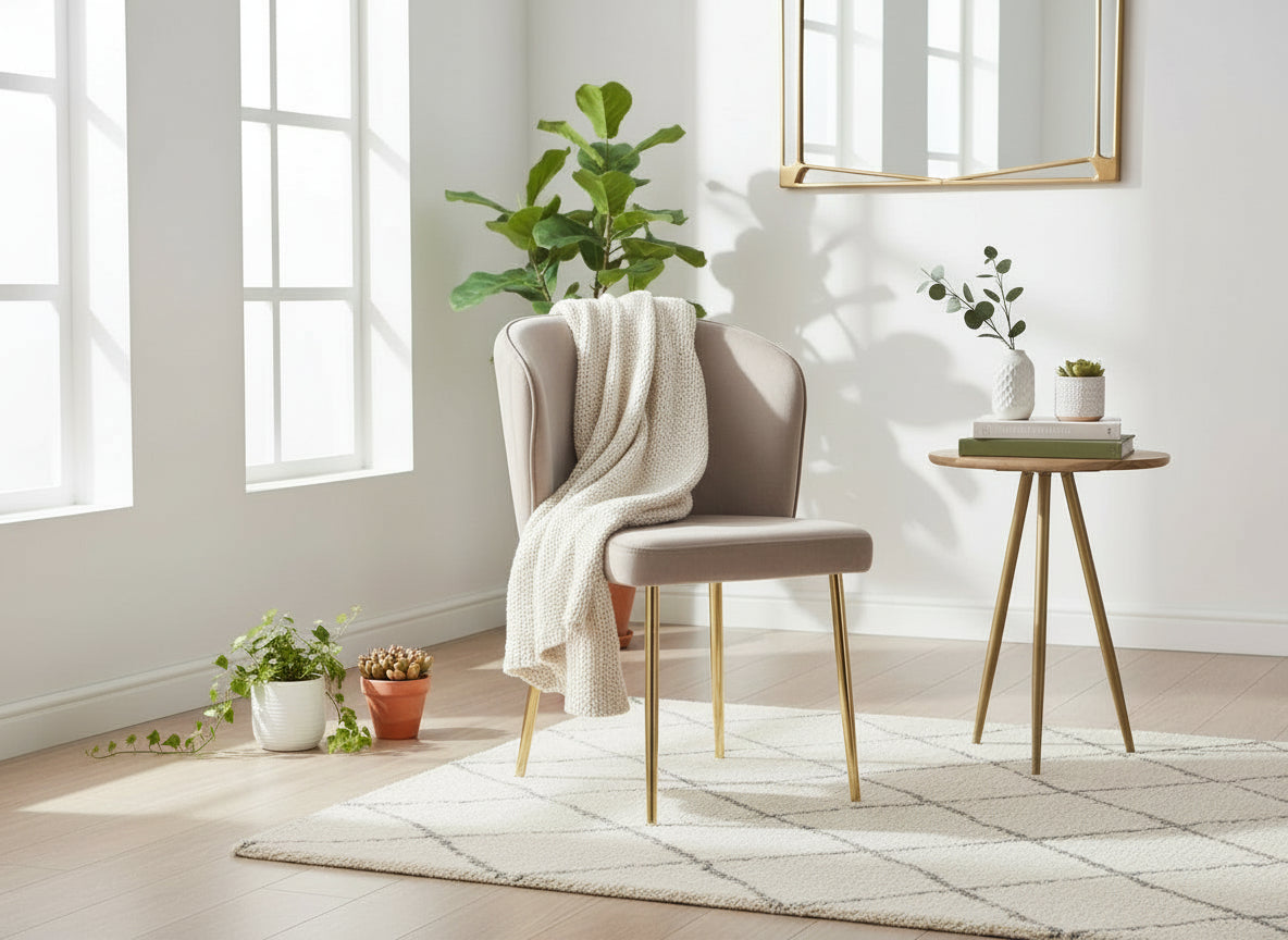 Lot de 4 chaises moderne DIANA gold velours moka