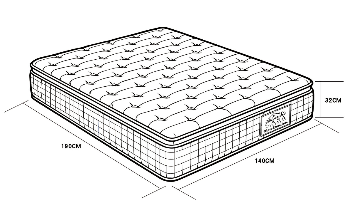 Matelas ressorts ensachés 140x190 cm MON DOUDOU – ép. 27 cm