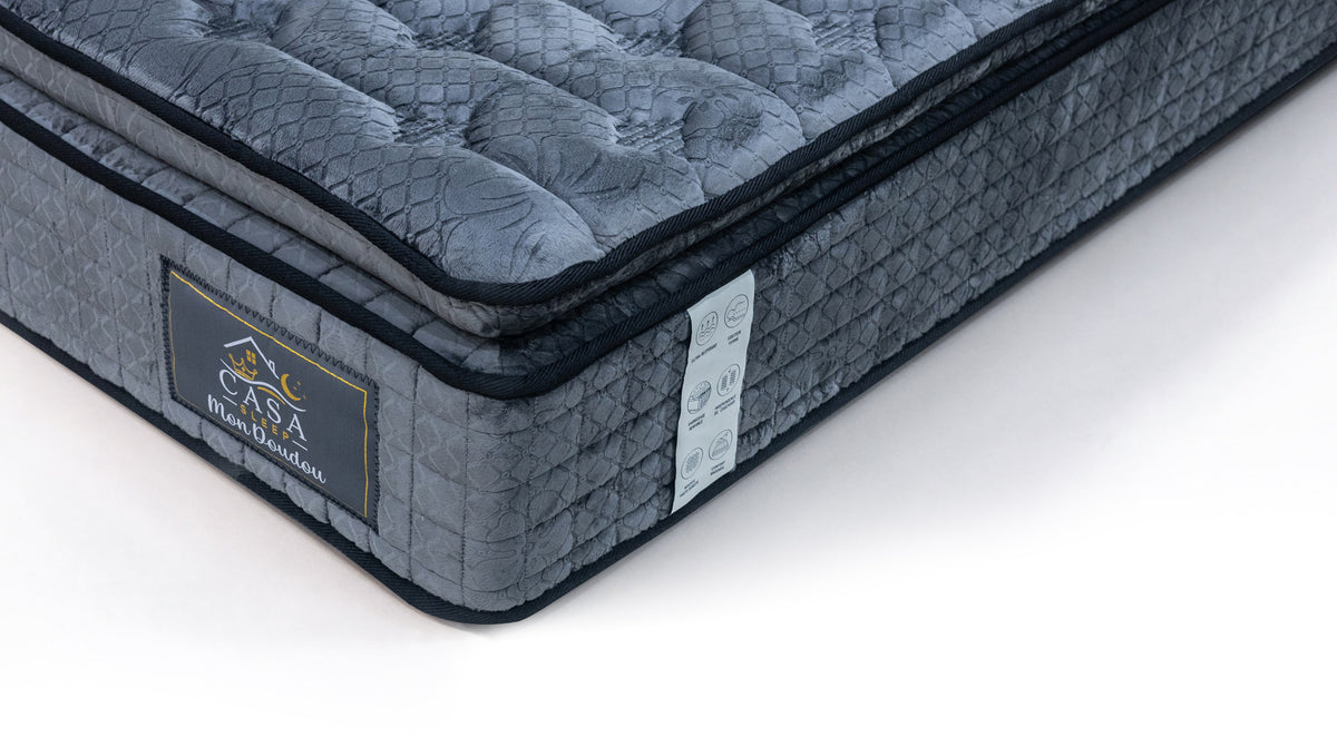 Matelas 90 × 190 cm anthracite — Détail du revêtement et des finitions