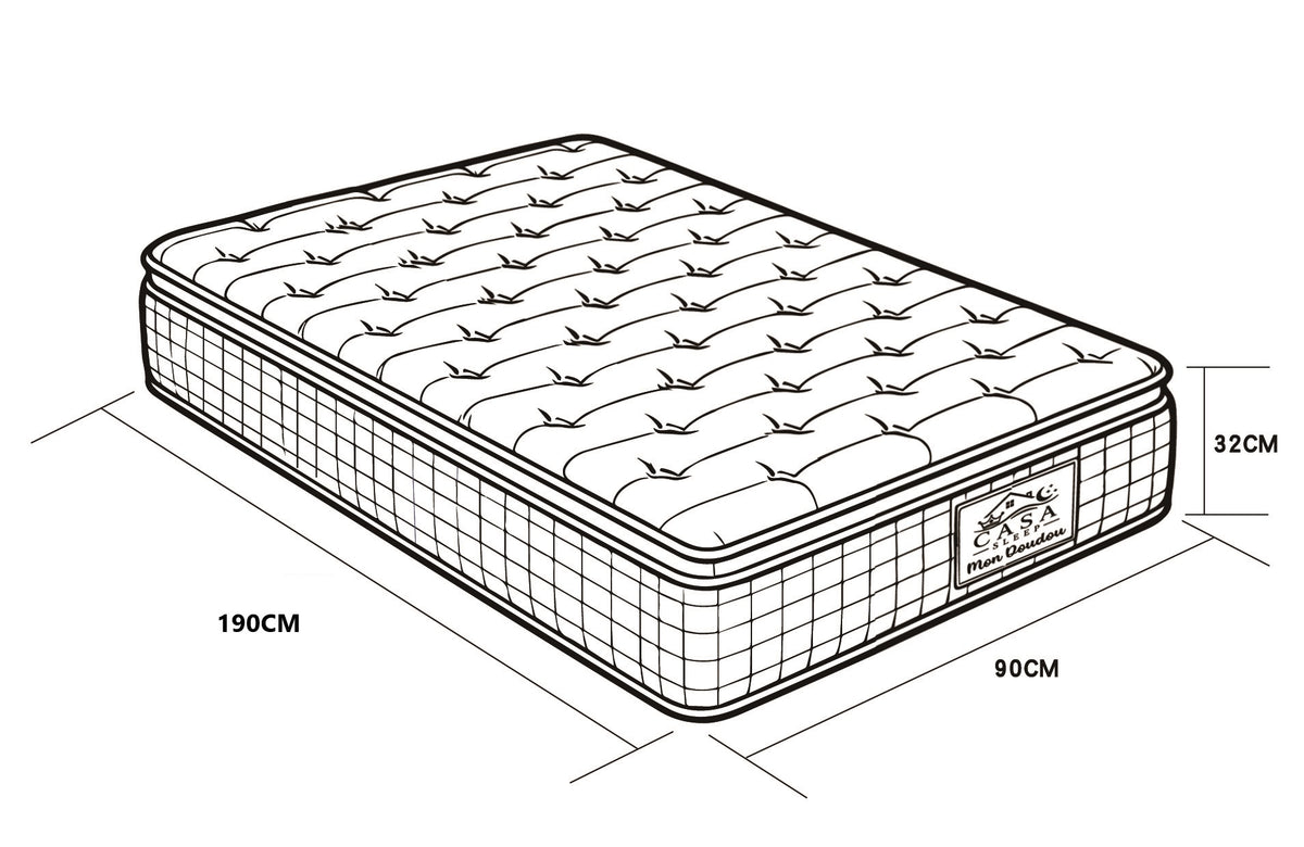 Matelas ressorts ensachés 90x190 cm MON DOUDOU – ép. 27 cm
