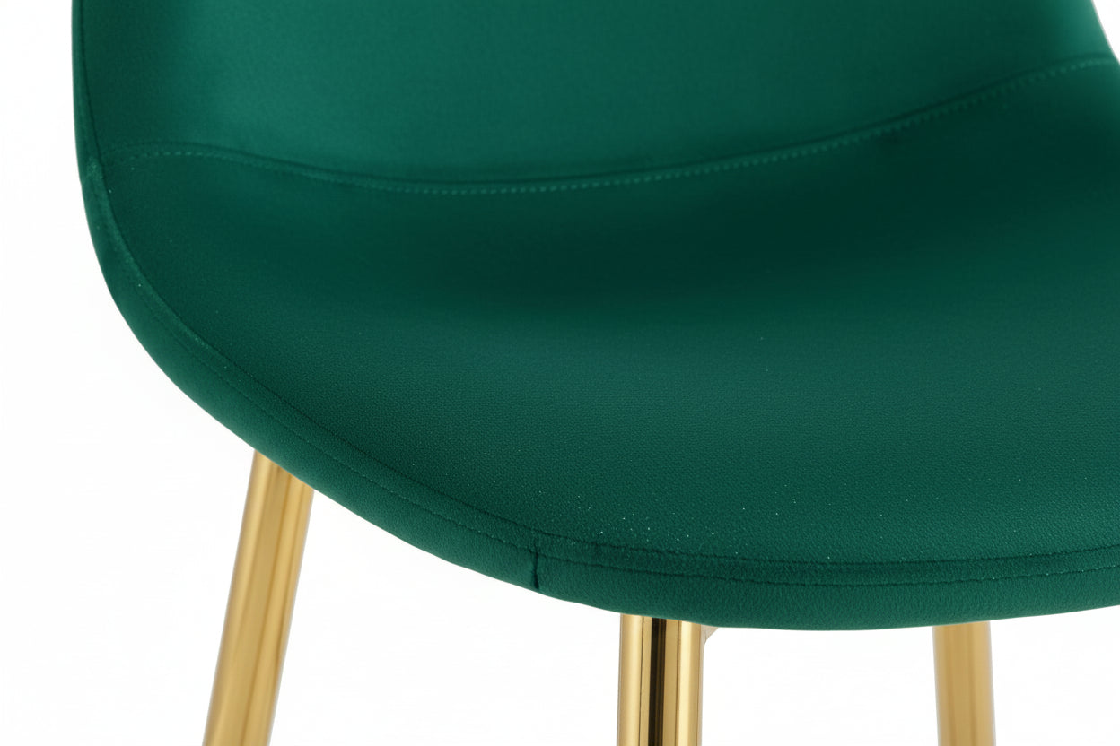 Lot 2 Tabourets de Bar Scandinave Velours Vert Pieds Gold 47,5x43x100cm