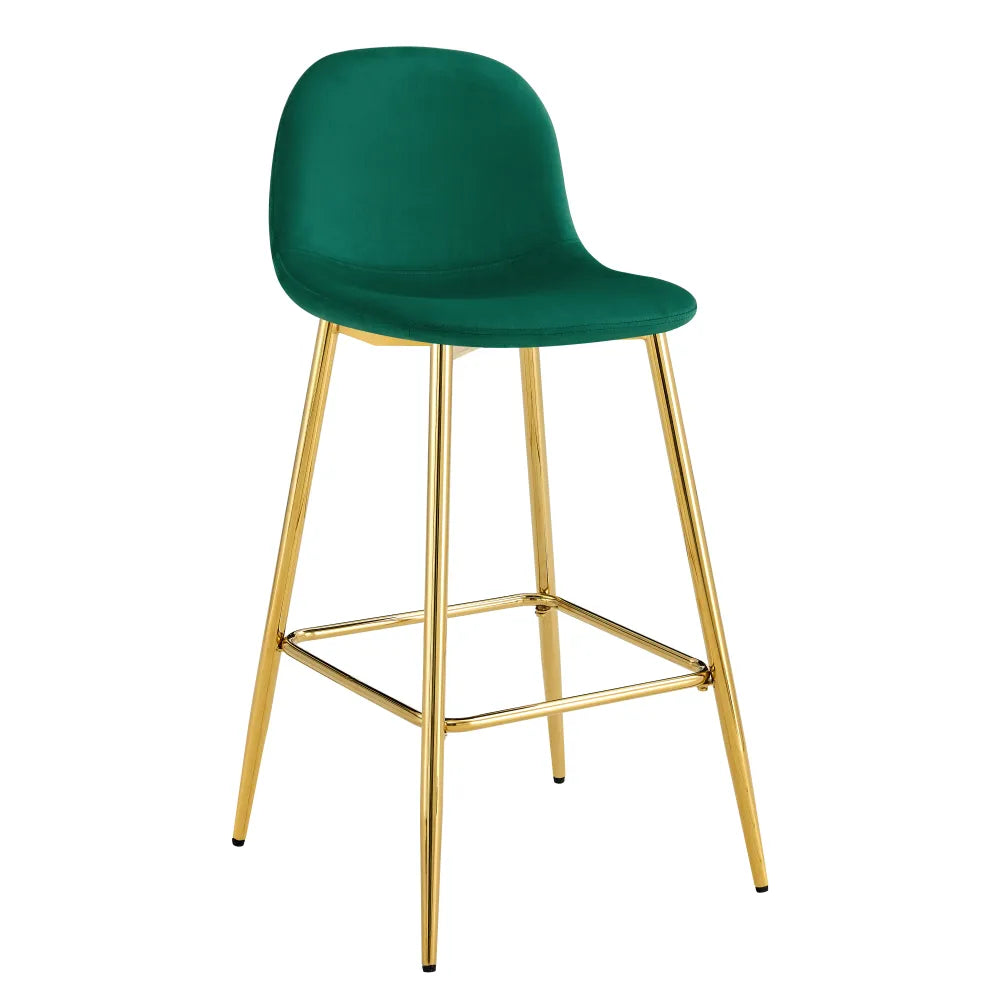 Lot de 2 tabourets de bar SCANDINAVE pied gold velours #couleur_vert