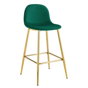 Lot de 2 tabourets de bar SCANDINAVE pied gold velours #couleur_vert