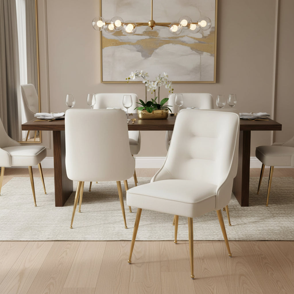 Lot de 2 chaises luxury ZIP en velours pieds Gold - Beige