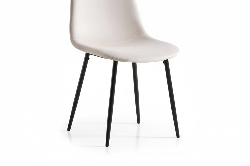 Lot de 4 Chaises scandinaves velours beige métal noir 43,5x40x87cm