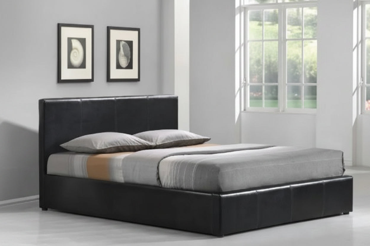 Lit coffre 2 places 160x200 cm BASTIEN simili cuir sommier inclus