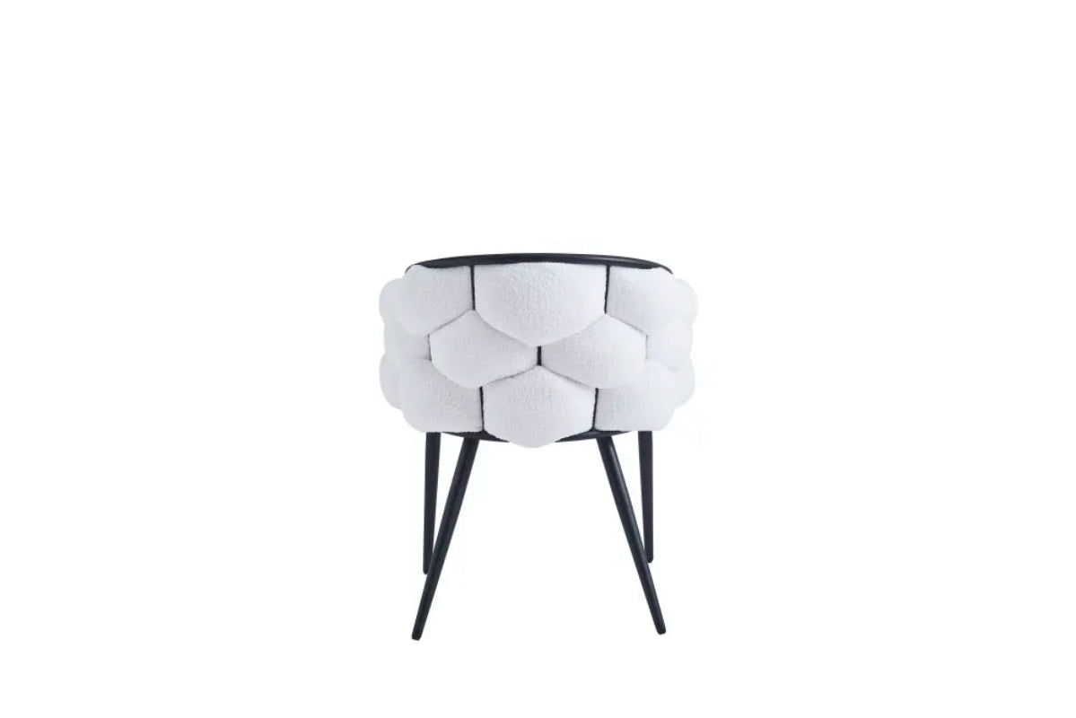 Lot 2 Chaises Salle à Manger Ballon Doudou Blanc Pieds Métal Noir 65x68x78cm
