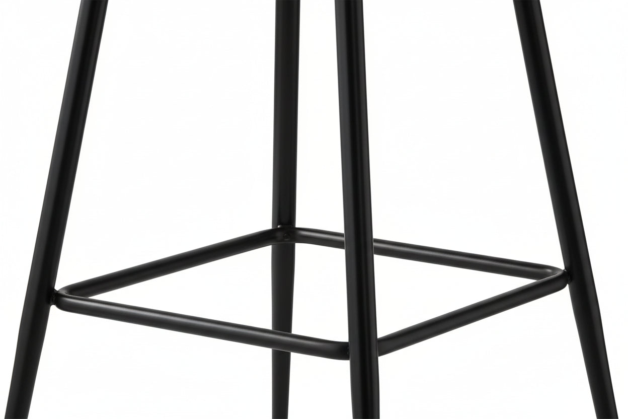 Lot 2 Tabourets de Bar Nymphea Velours Écru Réglables Pieds Métal Noir Hauteur Assise 69cm