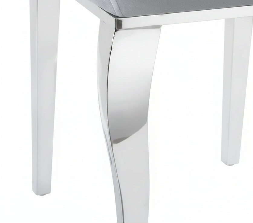 Lot de 6 Chaises Salle à Manger Baroque – Velours Gris & Pieds Chromés