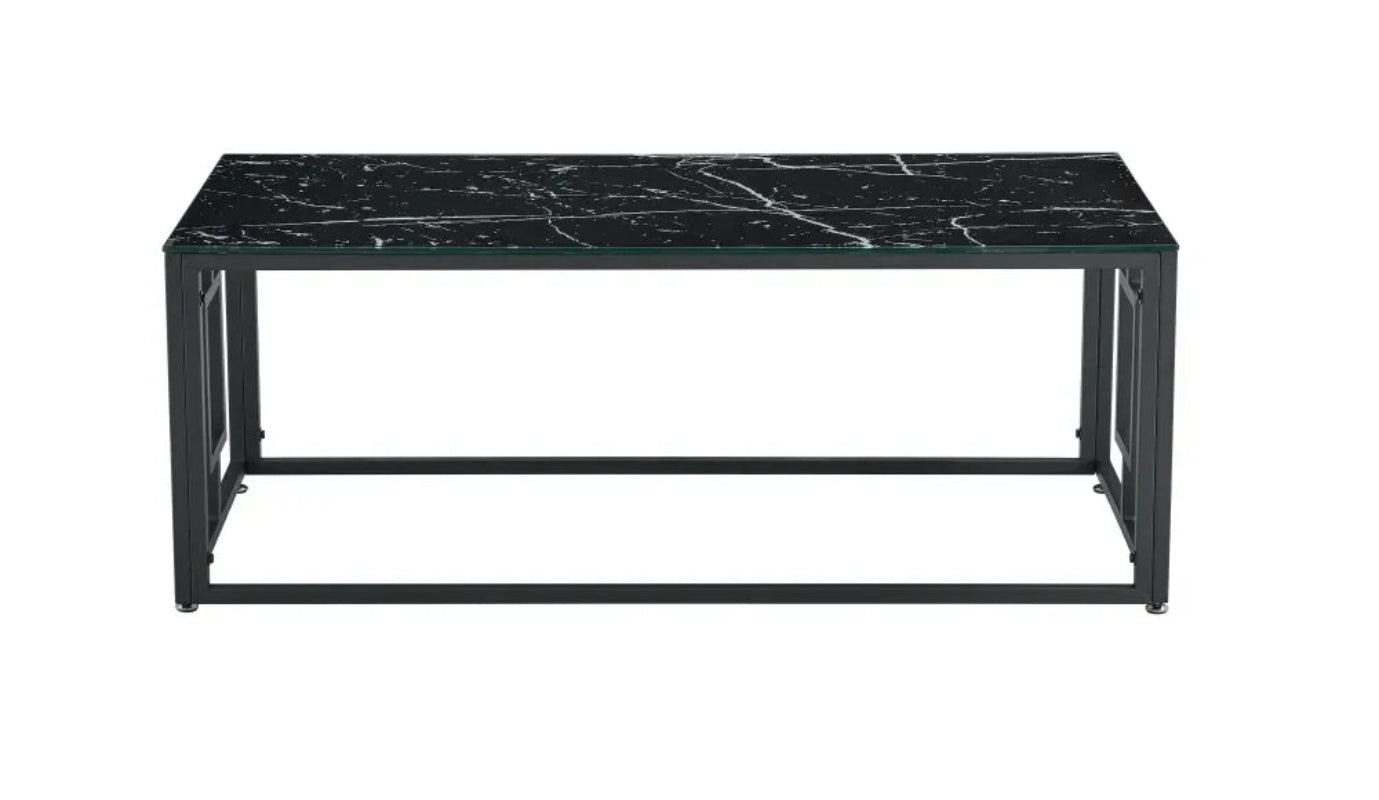 Table basse SOPHIE  pieds en métal noir 120 cm - Marbré noir