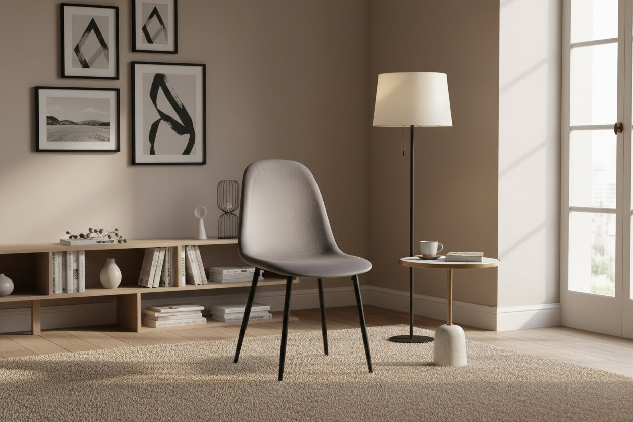 Lot de 4 chaises scandinaves velours anthracite pieds métal noir 43,5x40x87cm