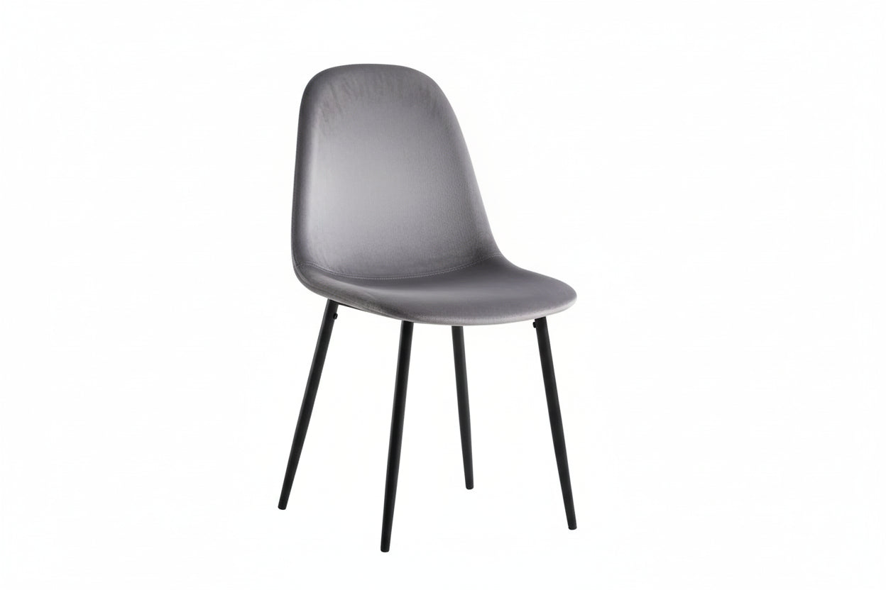 Lot de 4 chaises scandinaves velours anthracite pieds métal noir 43,5x40x87cm