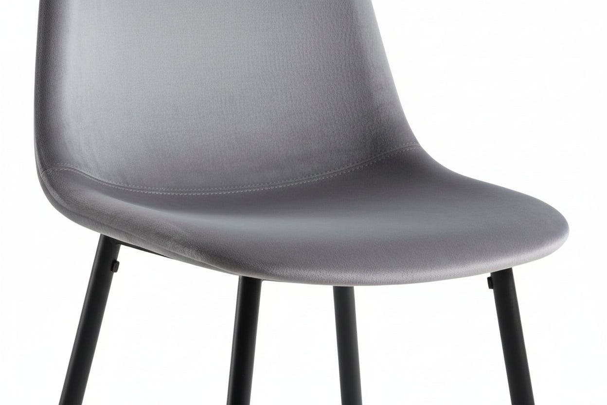 Lot de 4 chaises scandinaves velours anthracite pieds métal noir 43,5x40x87cm
