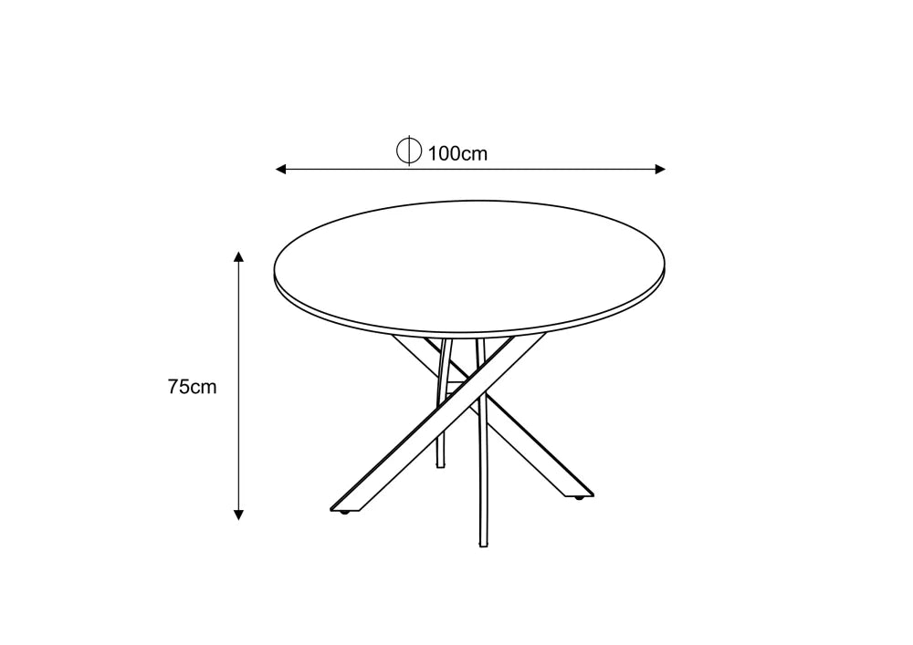Ensemble table ronde chêne 100 cm + 4 chaises tissu beige JESSICA
