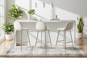 Lot 2 Tabourets de Bar Scandinave Velours Beige Pieds Chrome