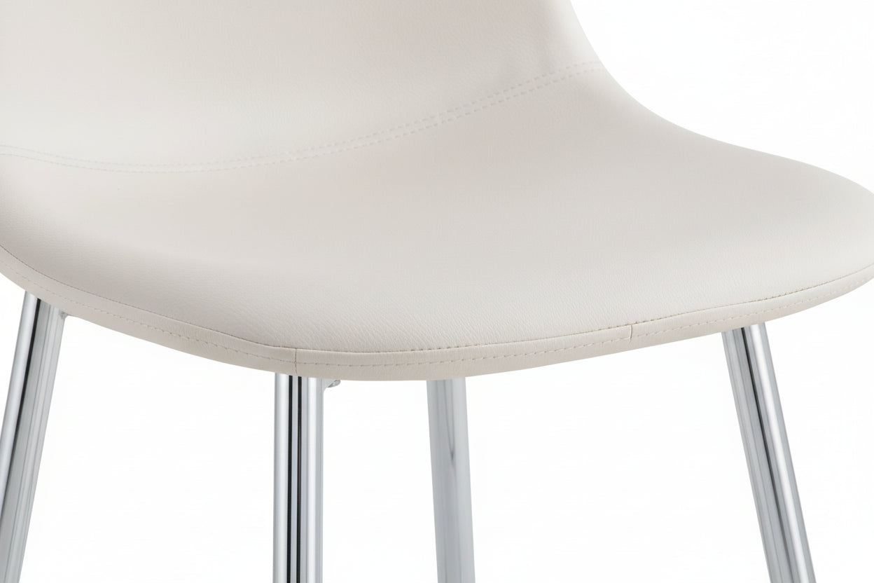 Lot 2 Tabourets de Bar Scandinave Velours Beige Pieds Chrome