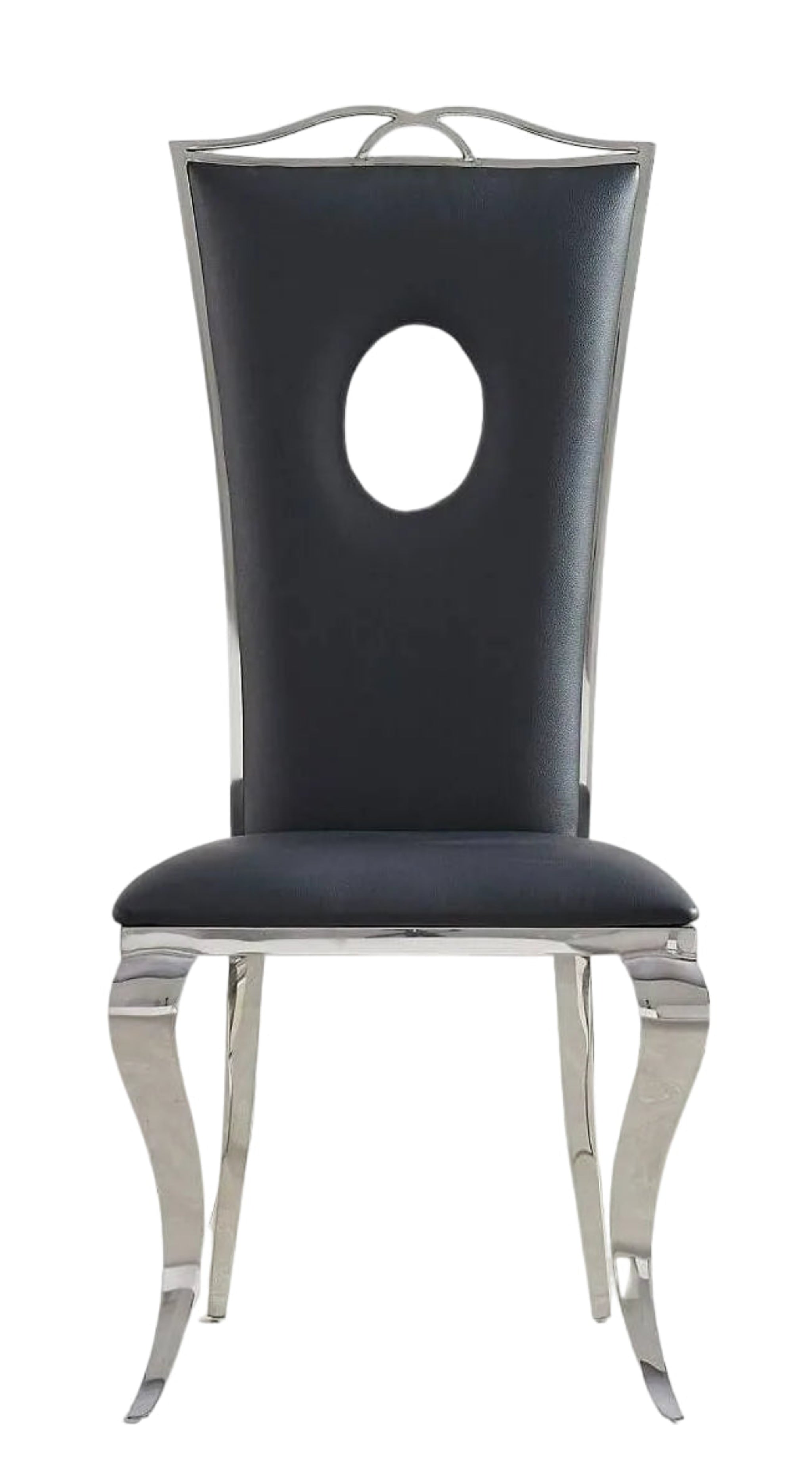 Lot de 4 Chaises baroque ROYAL Chrome Simili NOIR