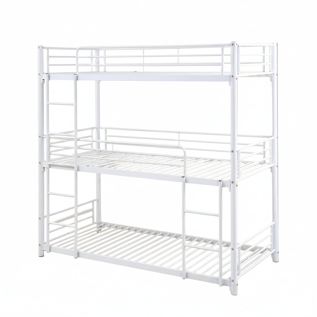 Lit superposé 3 étages TRIPLE 3 couchages 90x190 cm #couleur_blanc