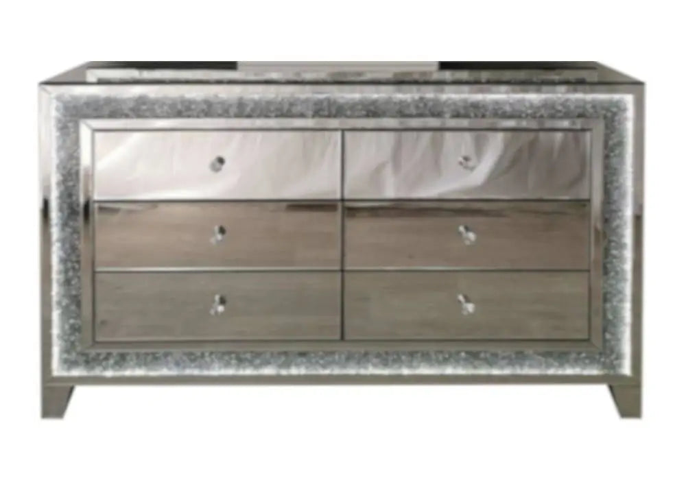 Commode Miroir et LED 6 tiroirs