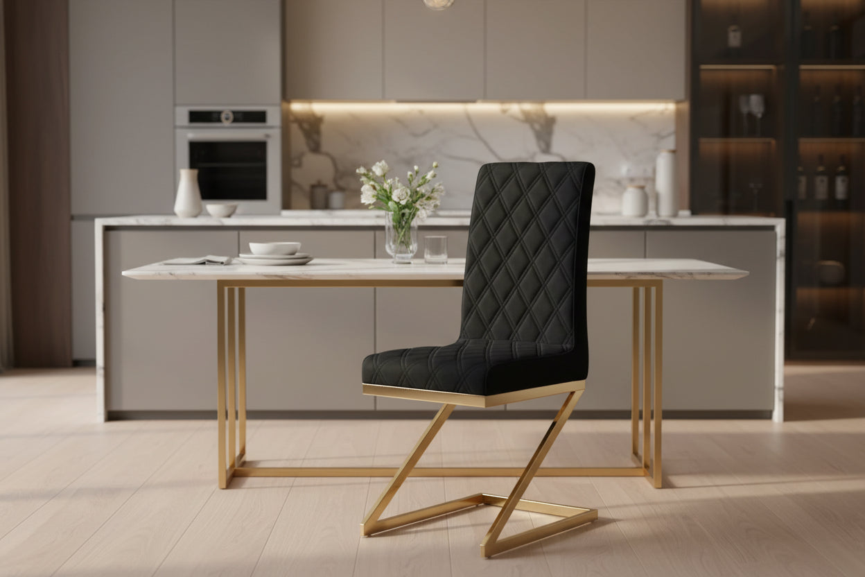 Lot de 6 chaises COCOMAT Gold et velours - Noir