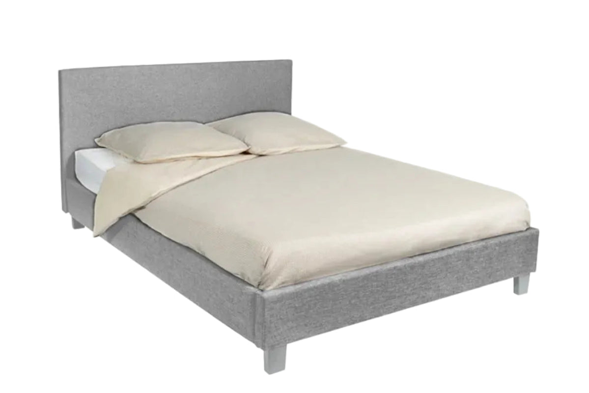Lit 2 places 160x200 cm tissu gris sommier inclus KELIA