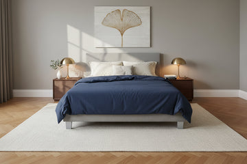 Lit 2 places 160x200 cm tissu gris sommier inclus KELIA