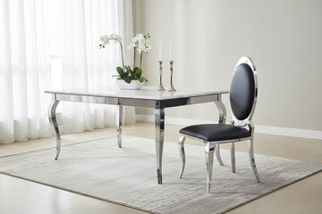 Lot de 4 chaises ANGEL baroque Chrome simili cuir noir