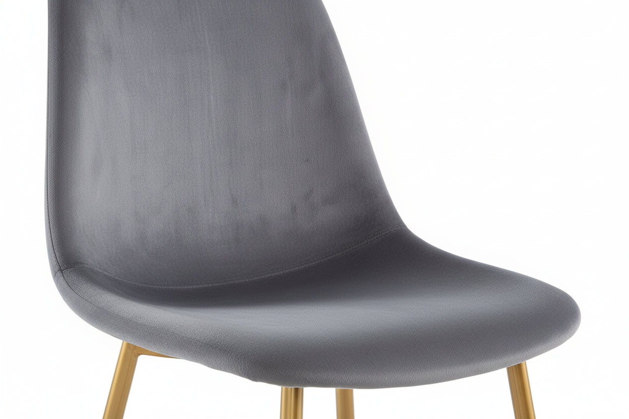 Lot 4 Chaises Velours Anthracite Pieds Gold 43,5x40x87 cm  SCANDINAVE