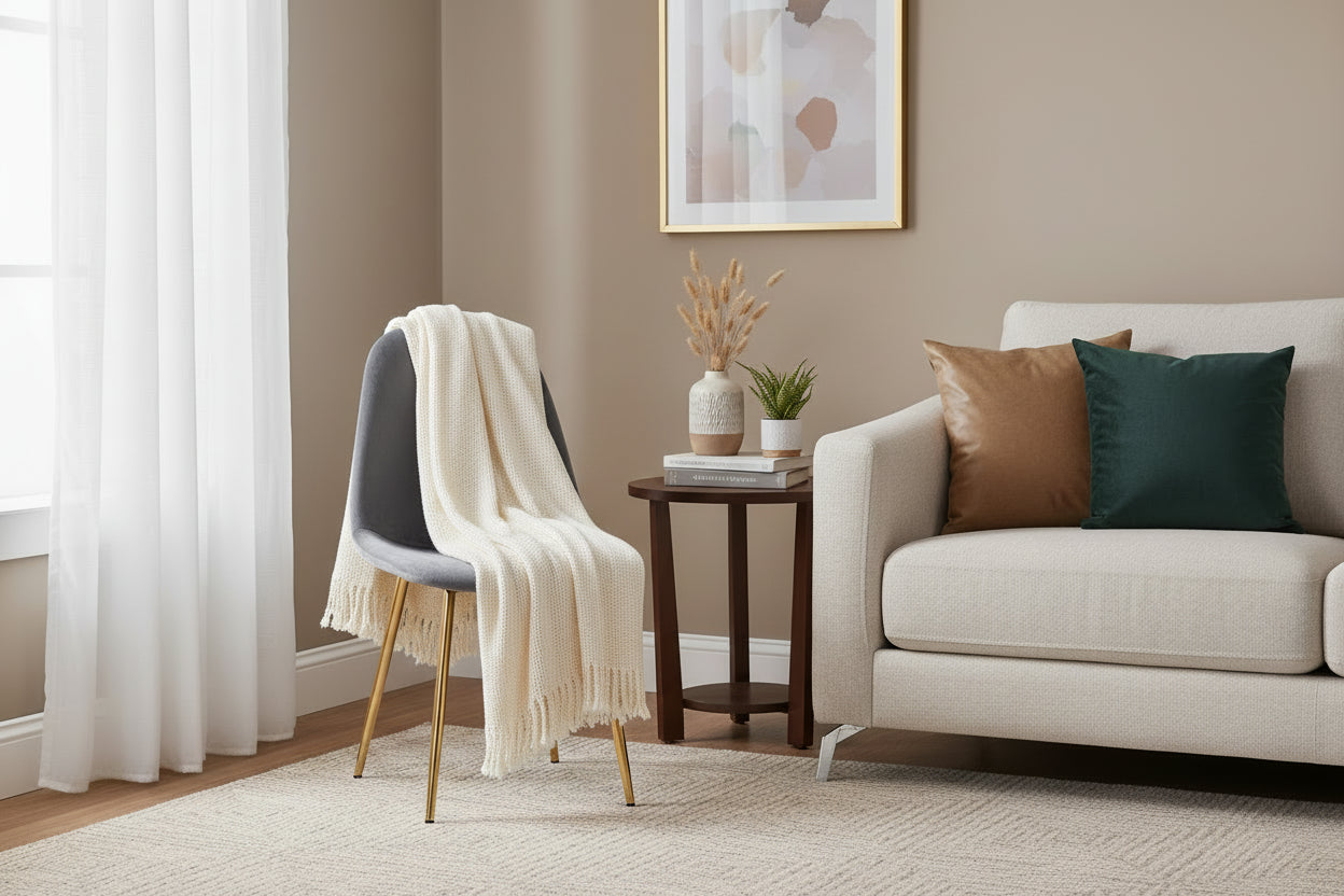 Lot 4 Chaises Velours Anthracite Pieds Gold 43,5x40x87 cm  SCANDINAVE