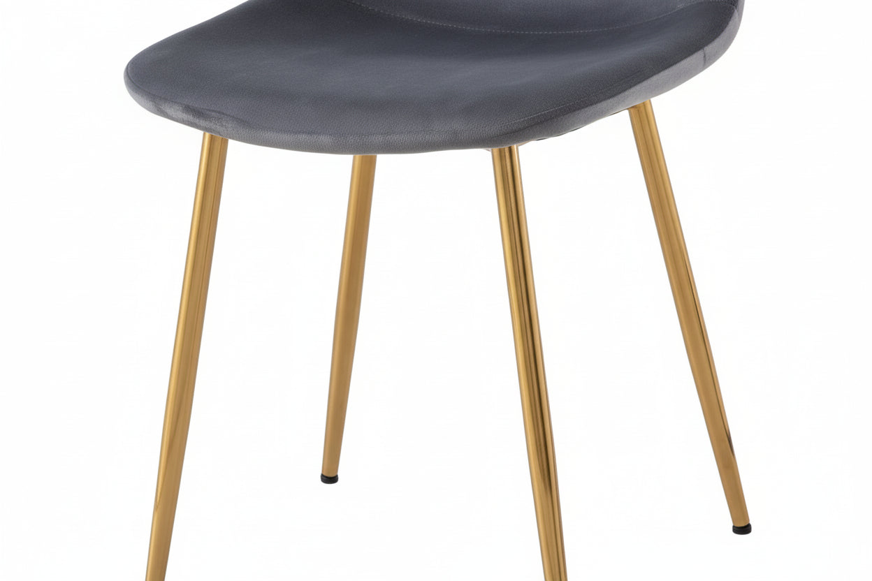 Lot 4 Chaises Velours Anthracite Pieds Gold 43,5x40x87 cm  SCANDINAVE