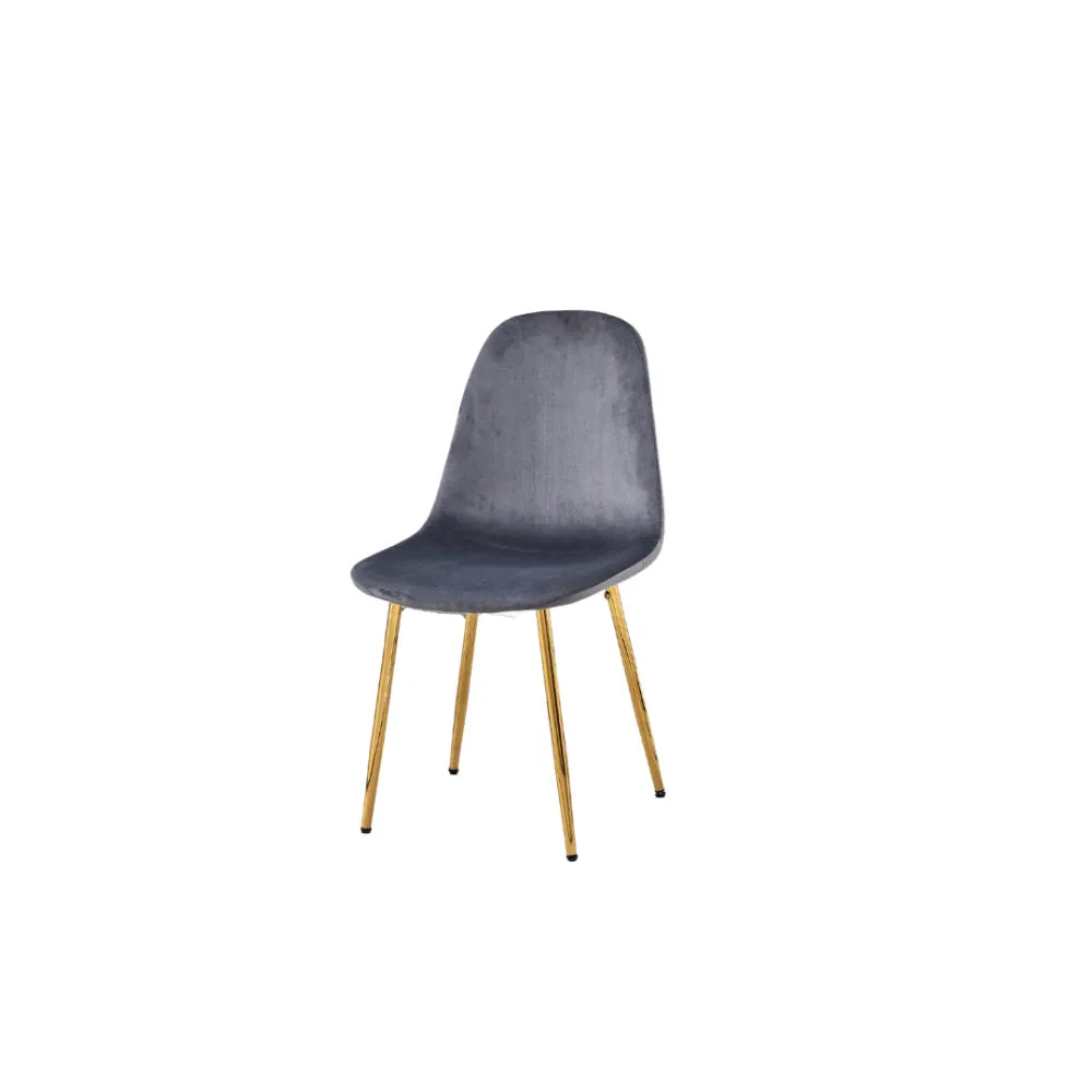 Lot 4 Chaises Velours Anthracite Pieds Gold 43,5x40x87 cm  SCANDINAVE