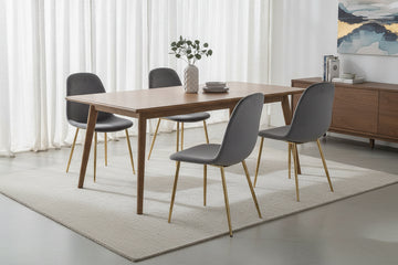 Lot 4 Chaises Velours Anthracite Pieds Gold 43,5x40x87 cm  SCANDINAVE