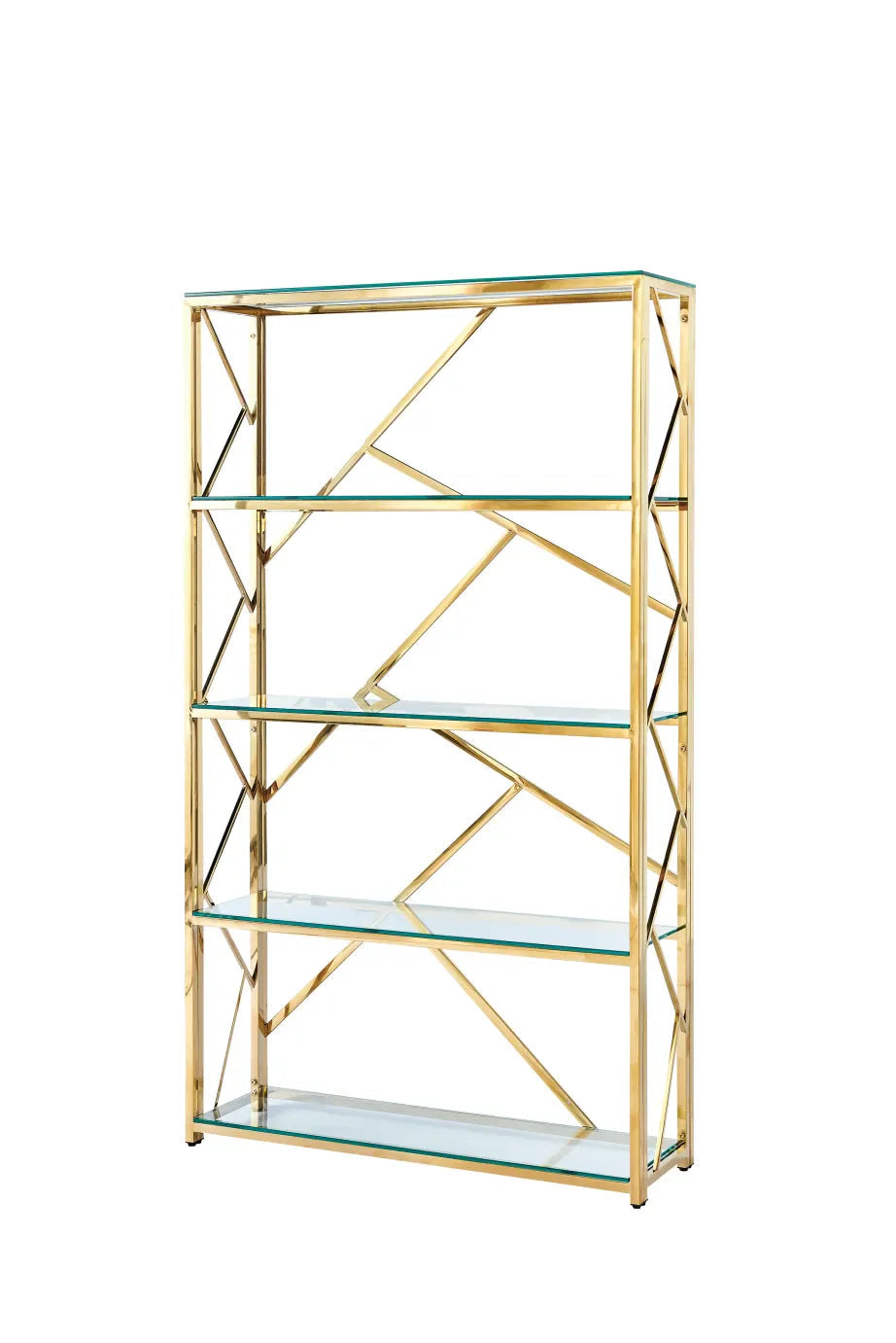 Bibliothèque GEOMAG GOLD 4 étagères en verre transparent