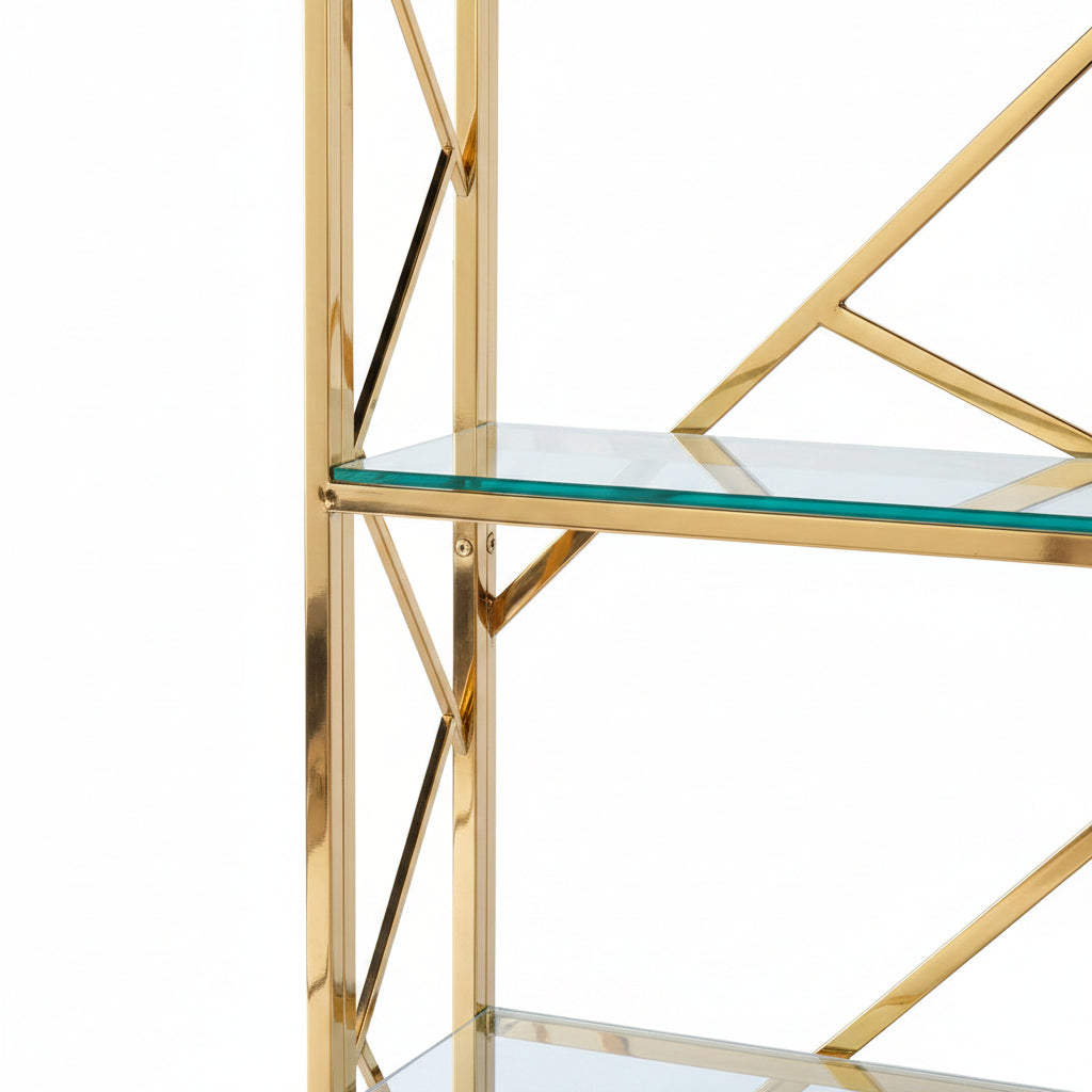 Bibliothèque GEOMAG GOLD 4 étagères en verre transparent