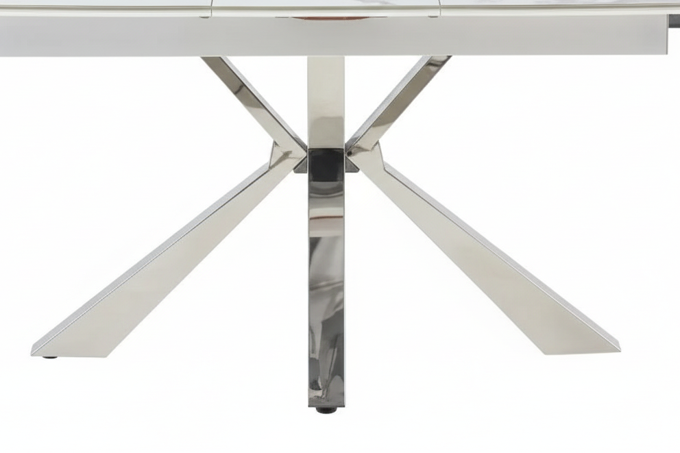 Table à manger extensible plateau Céramique Marbré blanc Chrome -BIANCA