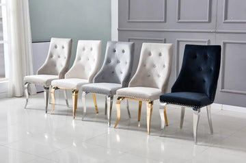 Lot de chaises ANNEAU Capitonnées et Cloutées Gold Velours#couleur_anthracite