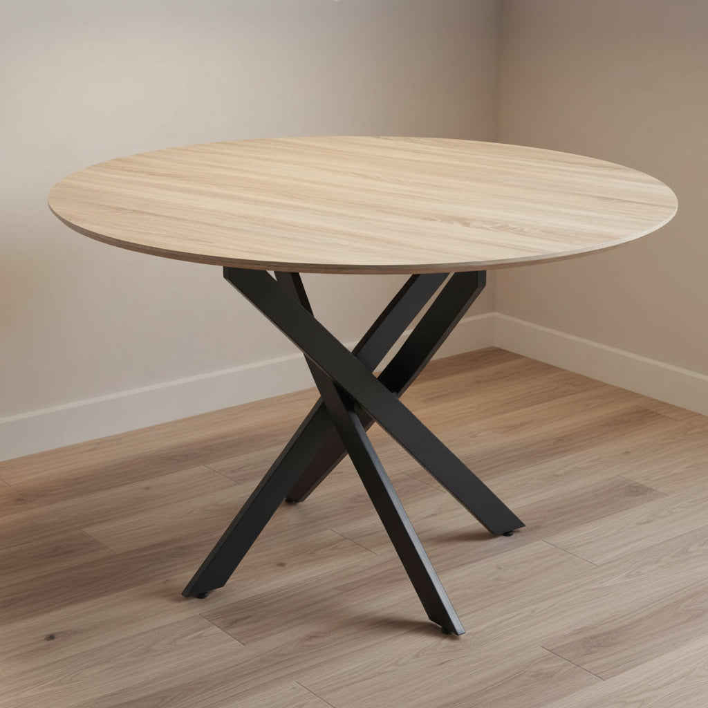 Table à manger en bois JESSICA pieds métal noir #couleur_chêne