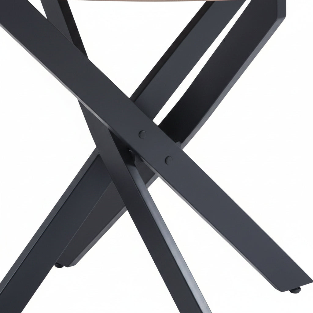 Table à manger JESSICA en bois CHENE pieds métal noir 120 cm #couleur_beige