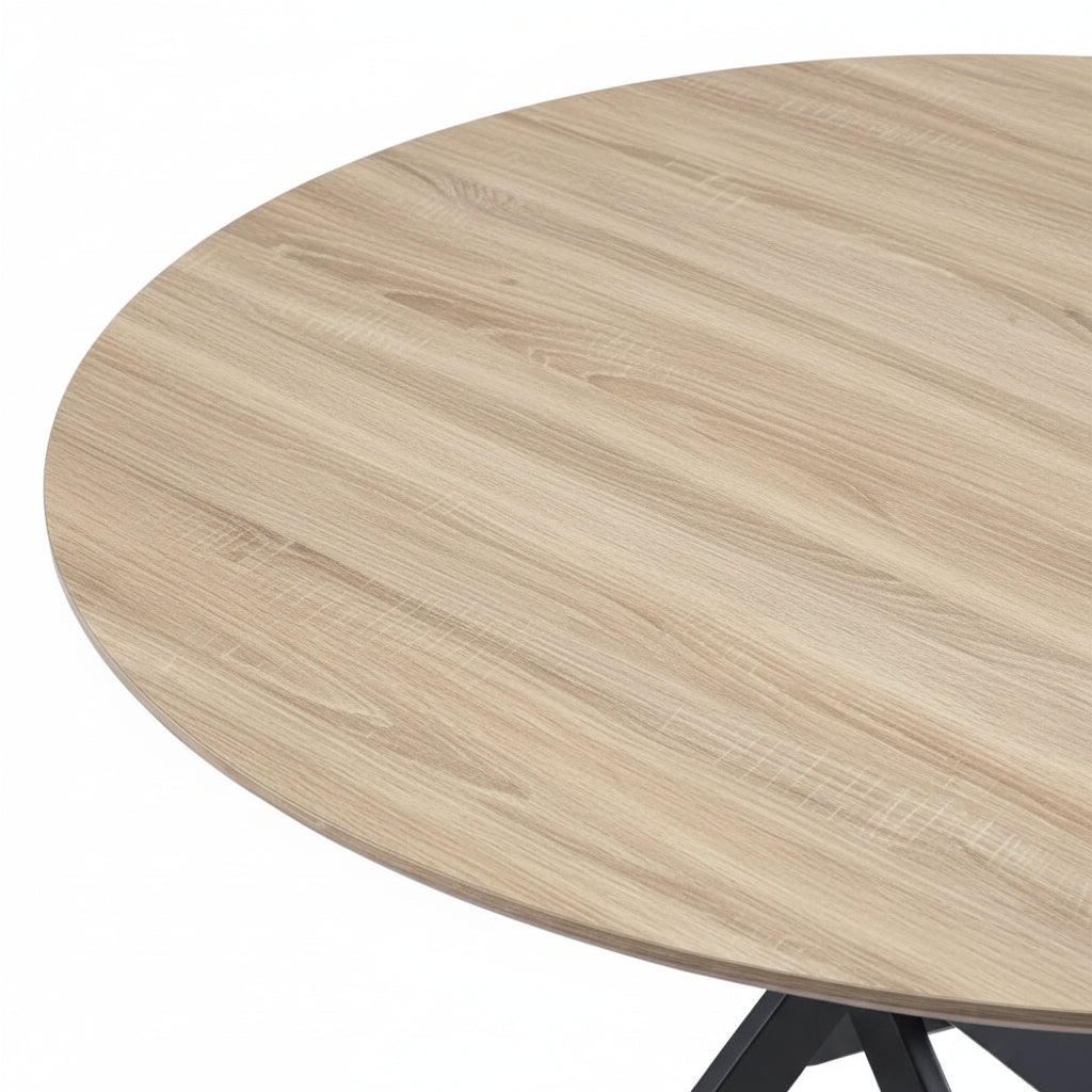 Table à manger JESSICA en bois CHENE pieds métal noir 120 cm #couleur_beige