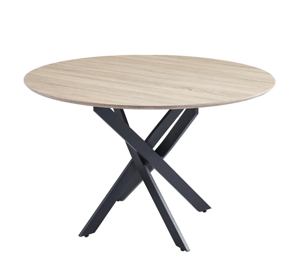 Table à manger JESSICA en bois CHENE pieds métal noir 100 cm