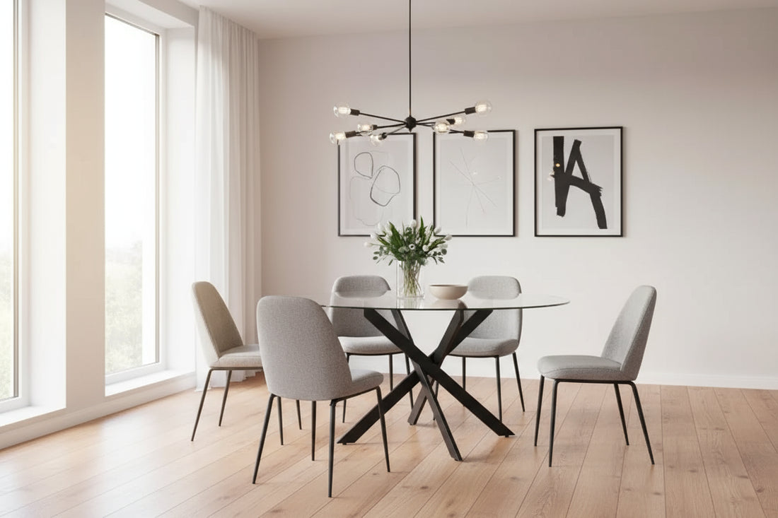 Table a manger ronde JESSICA Métal noir XXL 120 cm 4 couverts #couleur_transparent