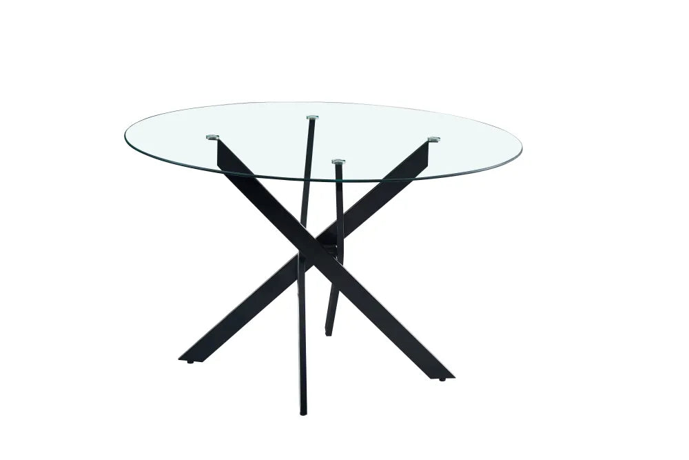 Table a manger ronde JESSICA Métal noir XXL 120 cm 4 couverts #couleur_transparent