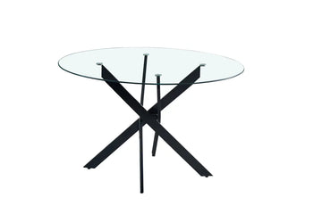 Table a manger ronde JESSICA Métal noir XXL 120 cm 4 couverts #couleur_transparent