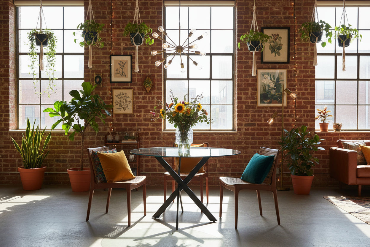 Table a manger ronde JESSICA TRANSPARENT en Métal noir XXL 120 cm 4 couverts